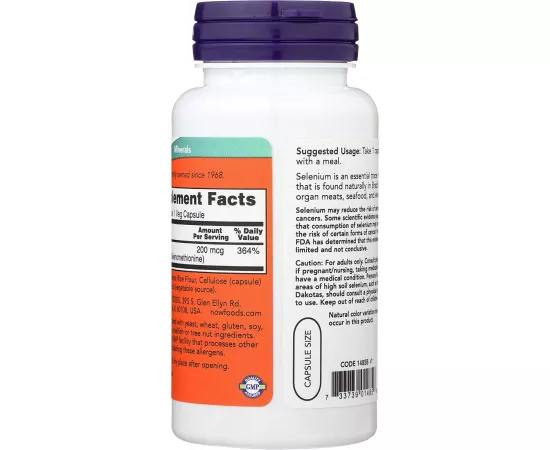 Now Foods Selenium 200 Mcg 90 Veg Capsules