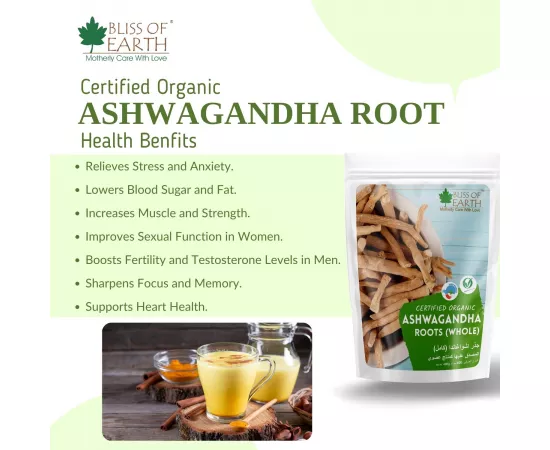 Bliss of Earth 100gm Ashwagandha root whole  Indian Ginseng, Withania Somnifera Helps Relives stress and Boost immunity Premium Edible Grade Root