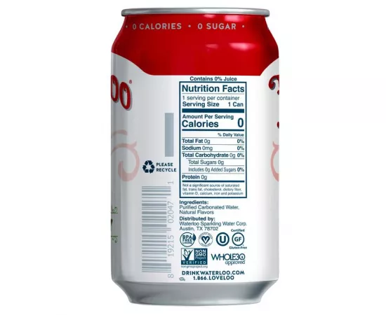 Waterloo Strawberry Sparkling Water -  12 Pack x 355ml - 0 Sugar, 0 Calories, Non-GMO, Gluten Free, BPA Free, Vegan, Whole30, Kosher, No Artificial Sweetener, Soda & Tonic Replacement