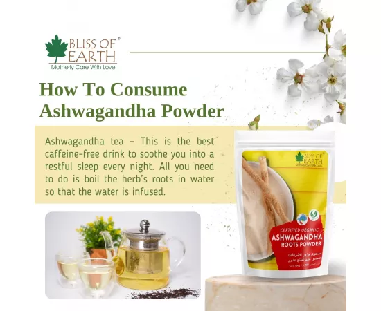 Bliss of Earth  Ashwagandha Root Powder Organics Certified Withania Somnifera Helps To Promotes Better Strength and Stamina 400g