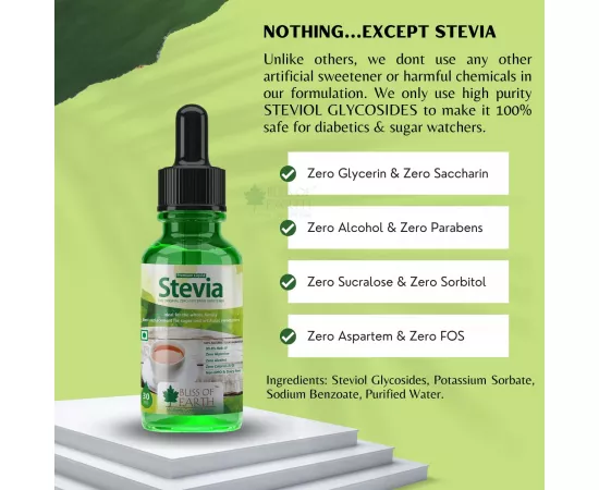 Bliss of Earth 30ml Original 99.8% REB-A Stevia Drops Liquid Glycerine Free Keto Sugarfree Sweetener in Glass Bottle