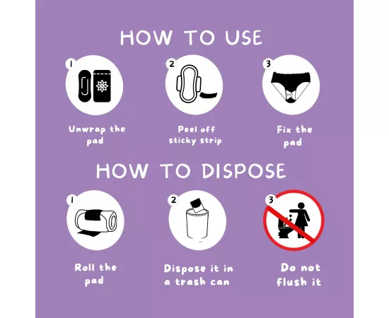 Lemme Be Heavy Flow Night Pads 100% Cotton Certified - (Box Of 8)