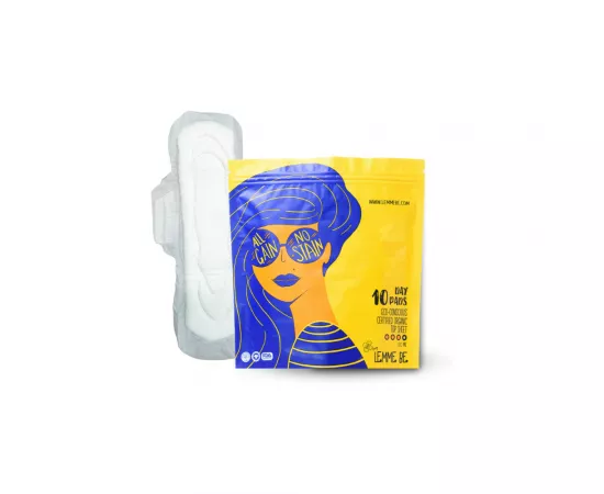 Lemme Be Heavy Flow Day Pads 100% Cotton Certified - (Box Of 10)