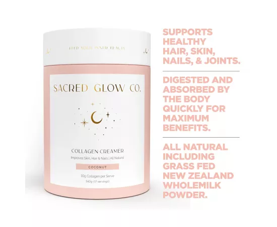 Sacred Glow Co Collagen Creamer Natural - Coconut Flavor 340g (17 Servings)