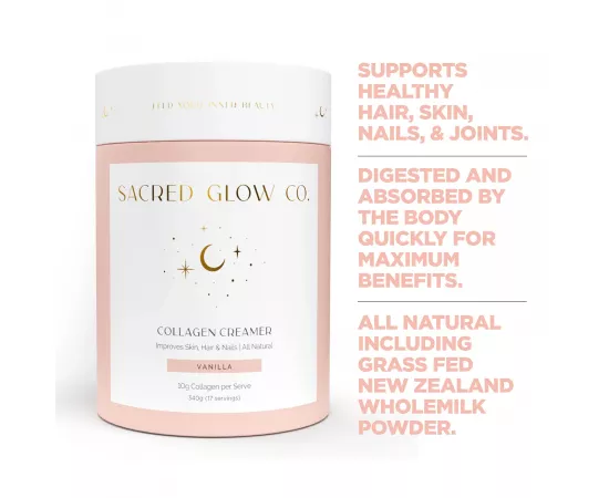 Sacred Glow Co Collagen Creamer - Natural Vanilla Flavor 340g (17 Servings)