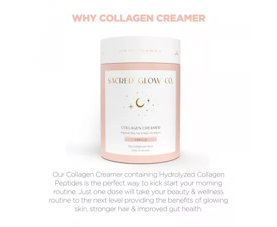 Sacred Glow Co Collagen Creamer - Natural Vanilla Flavor 340g (17 Servings)