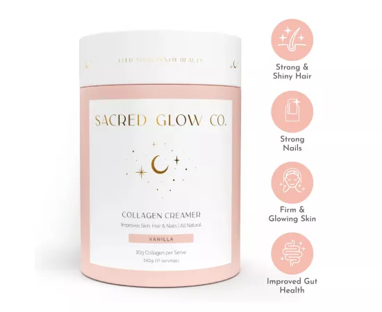 Sacred Glow Co Collagen Creamer - Natural Vanilla Flavor 340g (17 Servings)
