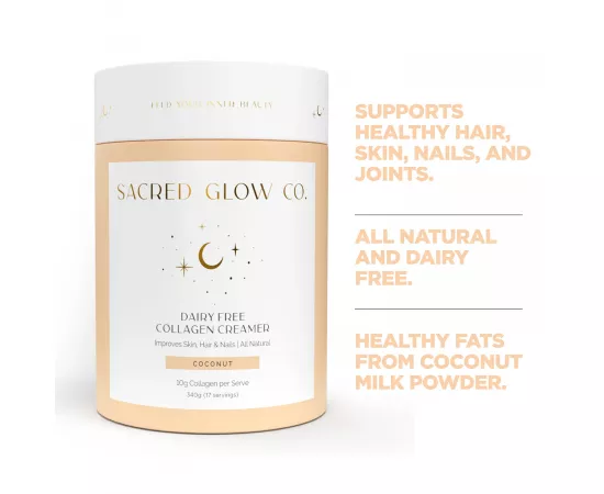 Sacred Glow Co Collagen Creamer Dairy Free  - Natural Coconut Flavor 340g (17 Servings)