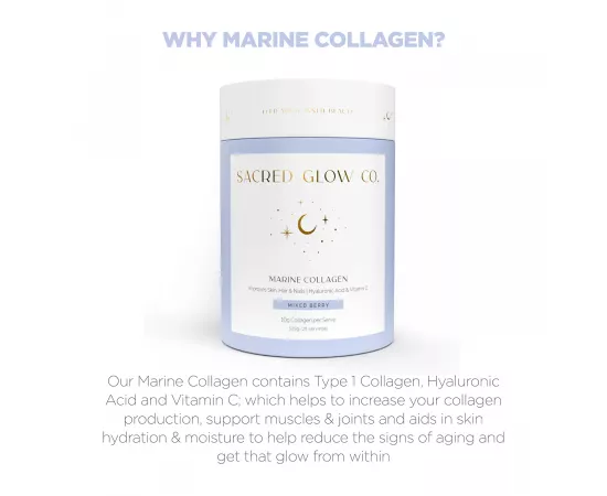 Sacred Glow Co Marine Collagen - Natural Mixed Berry Flavour 325g (25 Servings)