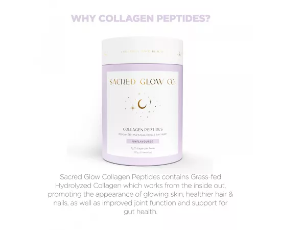 Sacred Glow Co Collagen Peptides - Unflavored Hydrolyzed Bovine Collagen 250g (25 Servings)