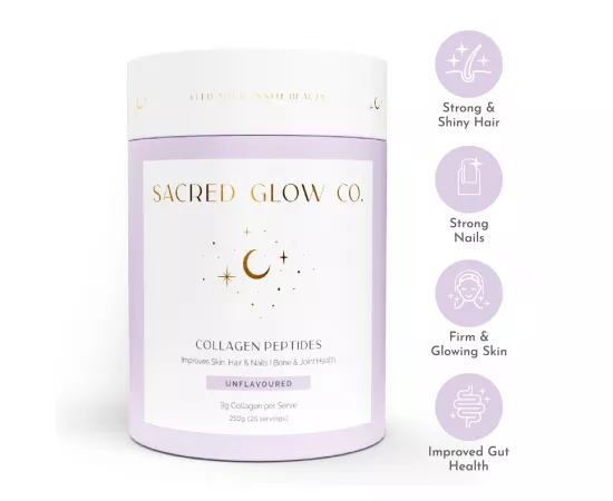 Sacred Glow Co Collagen Peptides - Unflavored Hydrolyzed Bovine Collagen 250g (25 Servings)