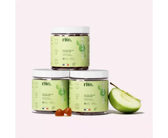 Rite Glow Balance Raspberry Apple Flavor Beauty Set Gummies 60's (Pack of 2)