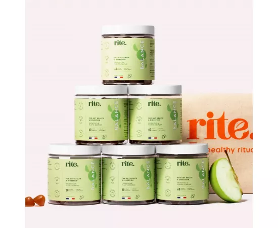 Rite Glow Balance Raspberry Apple Flavor Beauty Set Gummies 60's (Pack of 2)