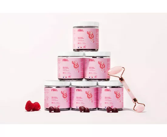Rite Glow Beauty Raspberry Flavor Vegan Gummies 60's