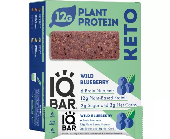 بار البروتين بنكهة التوت البري من آي كيو بار  12 X 45g