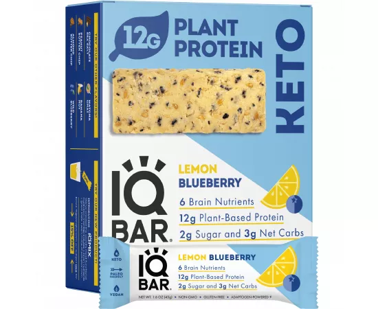  بار البروتين بنكهة الليمون التوت البري من آي كيو بار  12 x 45g