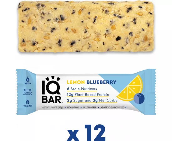  بار البروتين بنكهة الليمون التوت البري من آي كيو بار  12 x 45g