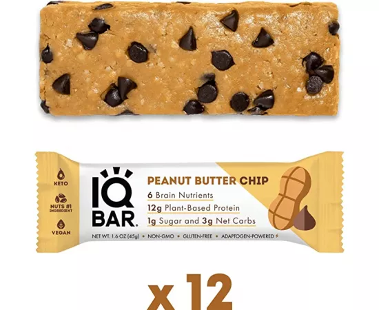  بار البروتين من آي كيو بار بنكهة تشيب زبدة الفول السوداني 12 X 45g