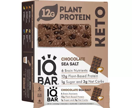 IQ BAR Chocolate Sea Salt Flavour Protein Bar 12 x 45g