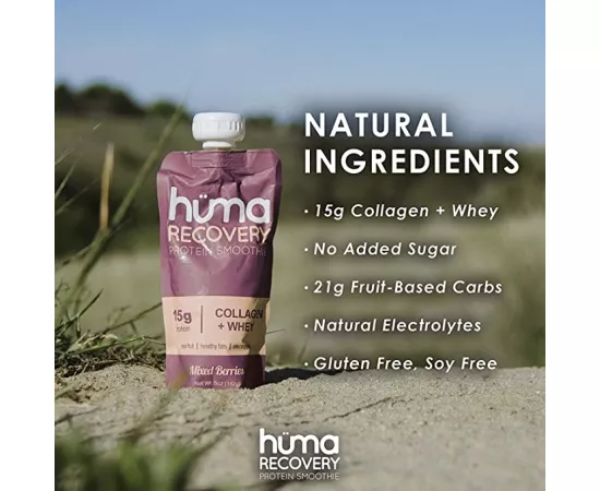 Huma Recovery Mixed Berries Flavor Whey Collagen Protein Smoothie  9 x 142g